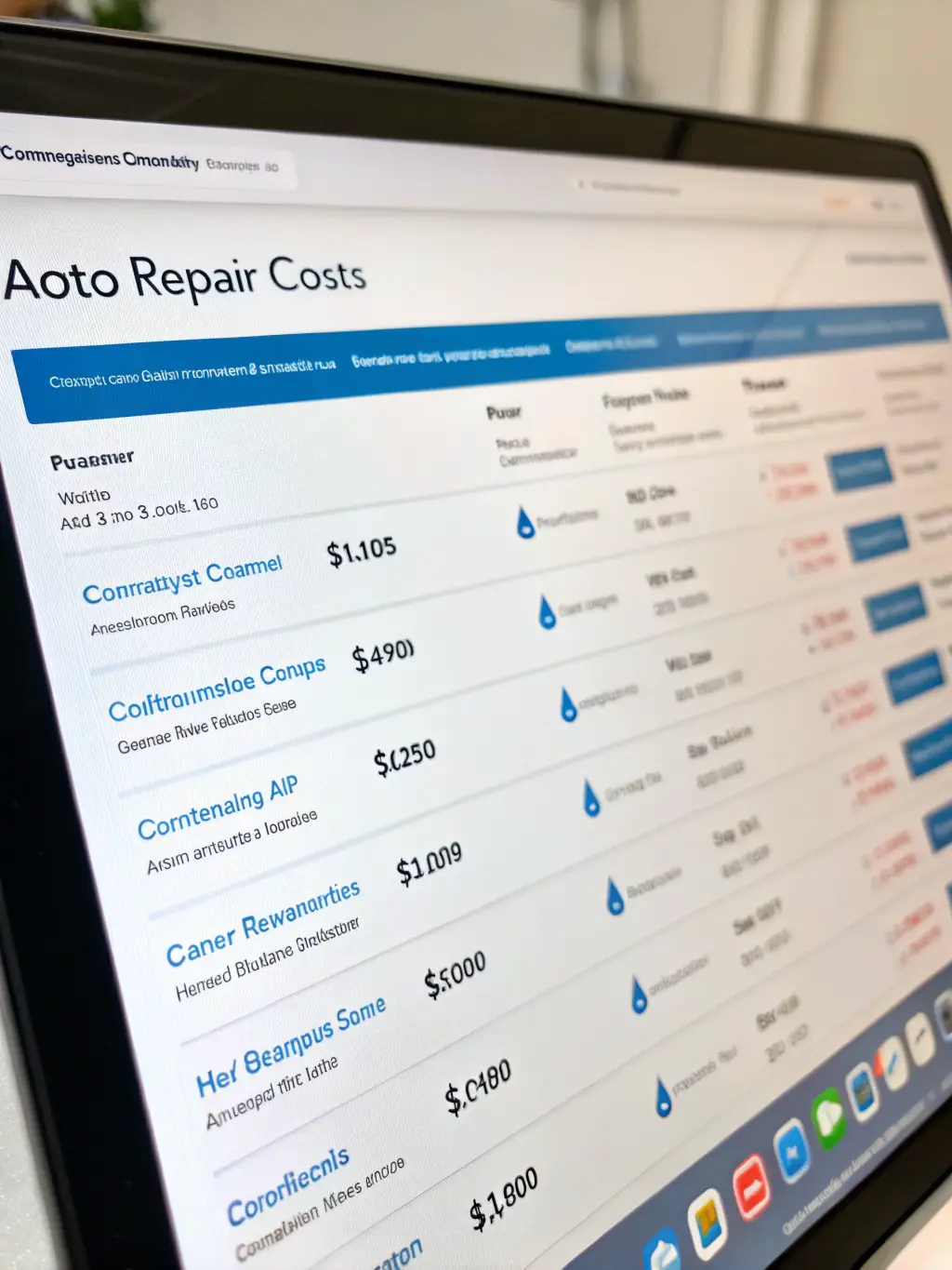 An image of a Kiss My Ride platform interface showing repair shop profiles with ratings, reviews, and service specialties.